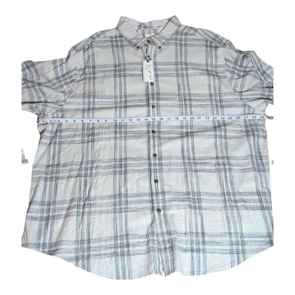 Rowm - Men's 3XB - Cream and Gray-Checked Shirt Long Sleeved Button Up Shirt NWT - Picture 3 of 8